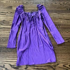 Purple satin short party Zara mini dress